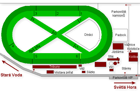 Plán dostihové dráhy ve Světlé Hoře